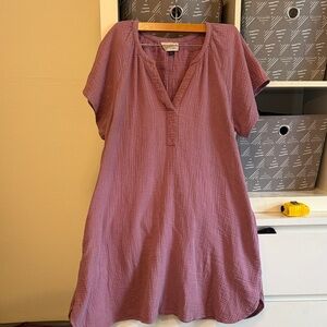 Cotton Mauve V-Neck Tunic Dress